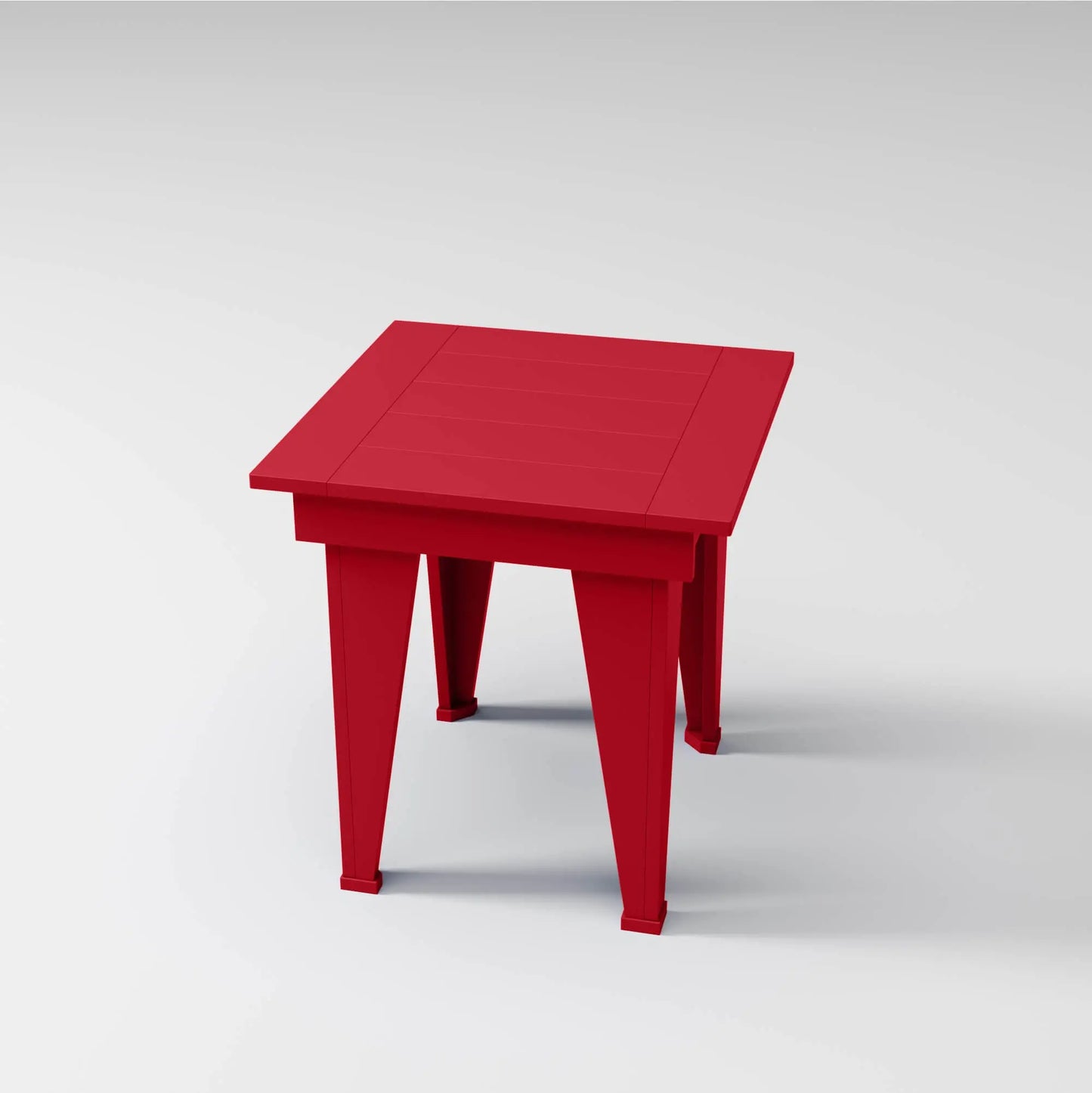 Modern End Table in red, perfect for drinks or storage outdoors