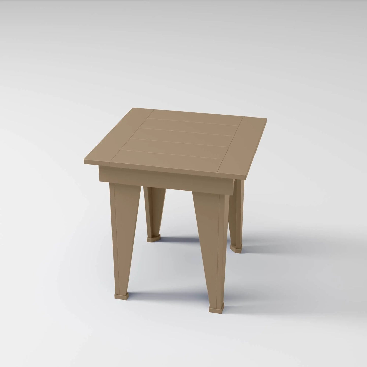 Modern End Table in tan, perfect for drinks or storage outdoors