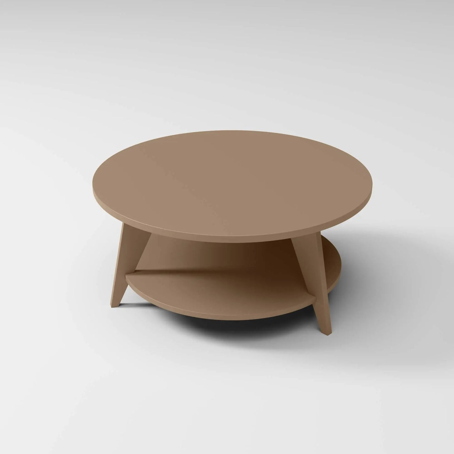 Modern Round Coffee Table in tan, built to endure outdoor weather