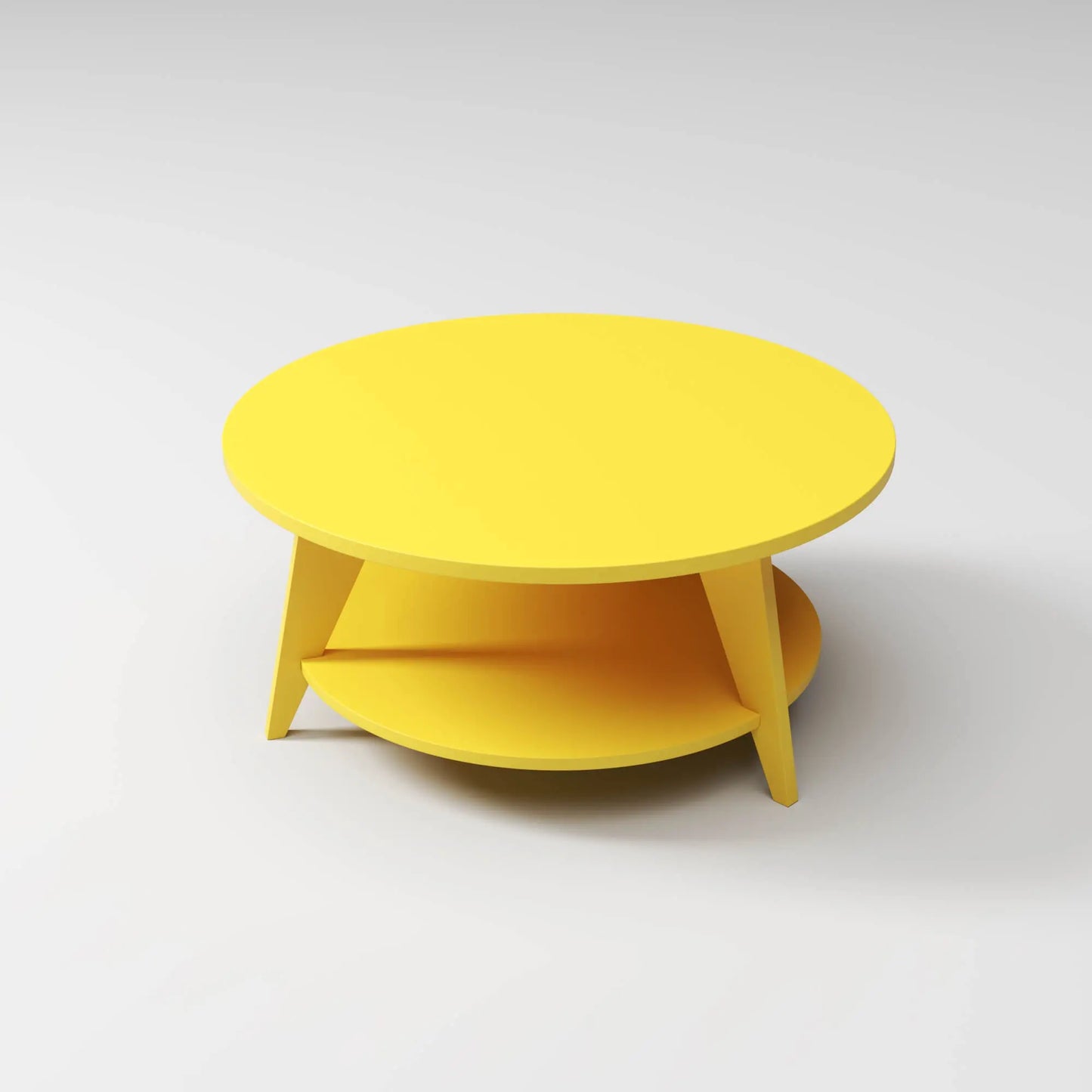 Modern Round Coffee Table in yellow, built to endure outdoor weather