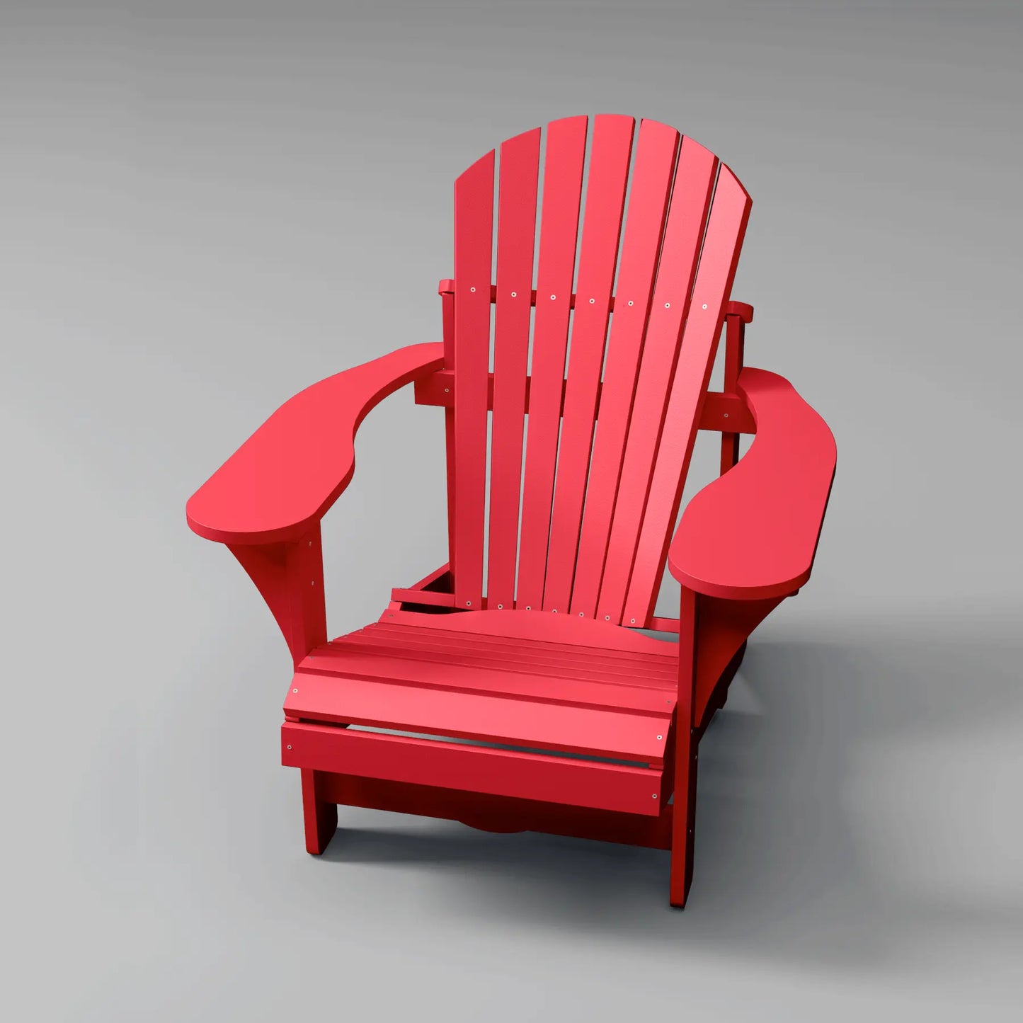 Classic RVO Muskoka Chair in red, ideal for lounging outdoors