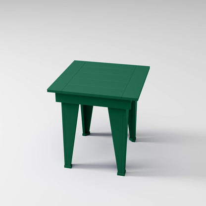 Modern End Table in forest green, perfect for drinks or storage outdoors