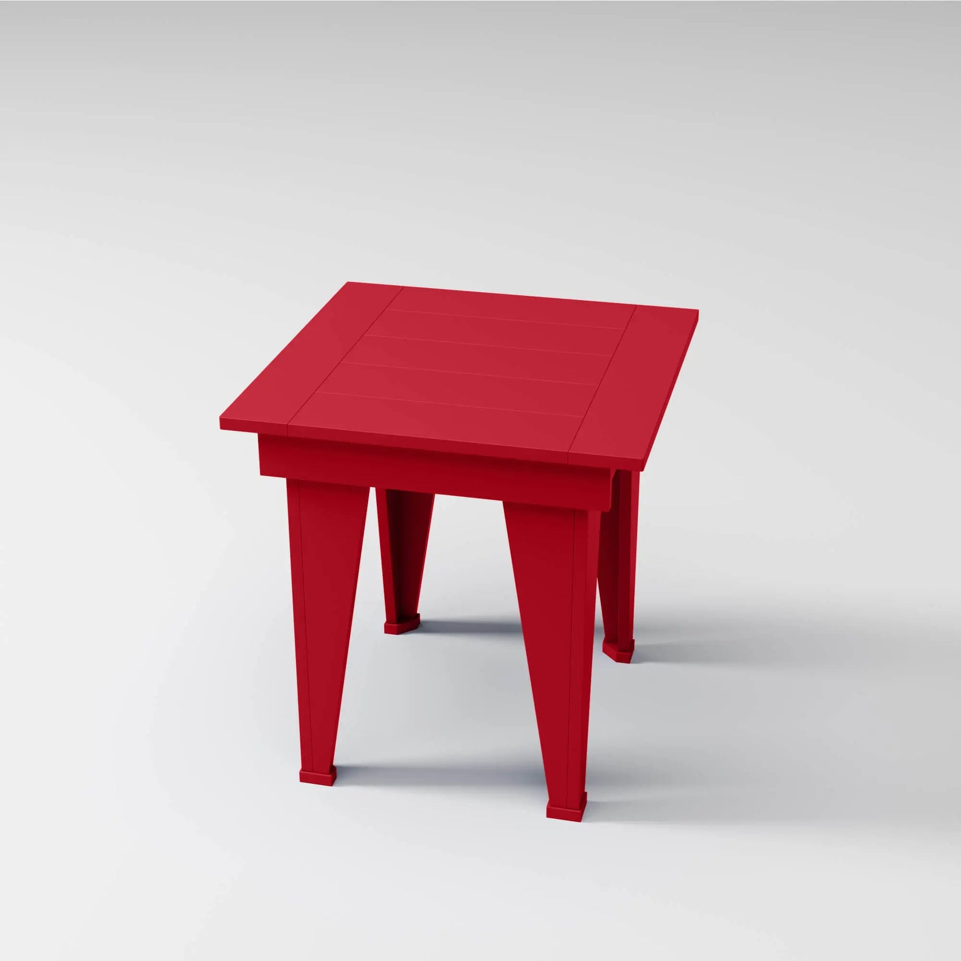 Modern End Table in red, perfect for drinks or storage outdoors