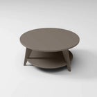 Modern Round Coffee Table in choco brown, built to endure outdoor weather