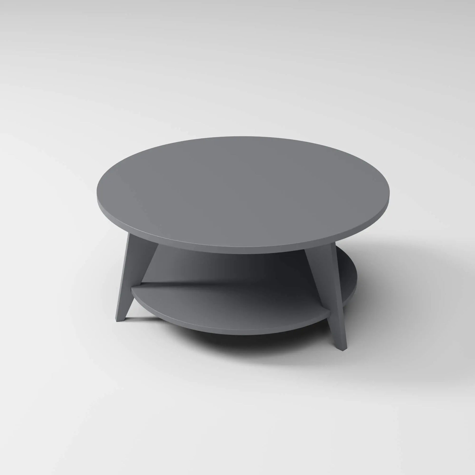 Modern Round Coffee Table in slate grey, built to endure outdoor weather