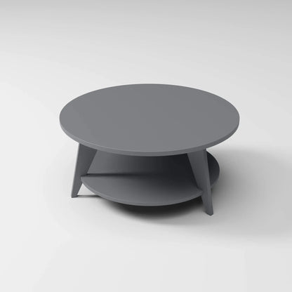 Modern Round Coffee Table in slate grey, built to endure outdoor weather