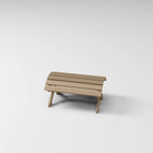 RVO Products classic tan HDPE plastic outdoor footstool with slatted top, matching Muskoka chair.