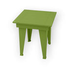 RVO Products green HDPE plastic modern end table with slatted top, perfect for outdoor seating areas.
