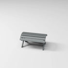 RVO Products grey HDPE plastic classic footstool with slatted top, designed to match Muskoka chairs for outdoor comfort.