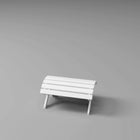 RVO Products white HDPE plastic classic footstool with slatted top and angled legs, matching Muskoka chair.