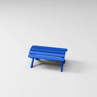 RVO Products blue HDPE plastic classic footstool with slatted top, designed for outdoor use.
