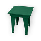 RVO Products dark green HDPE plastic modern end table with slatted top, perfect for outdoor spaces.