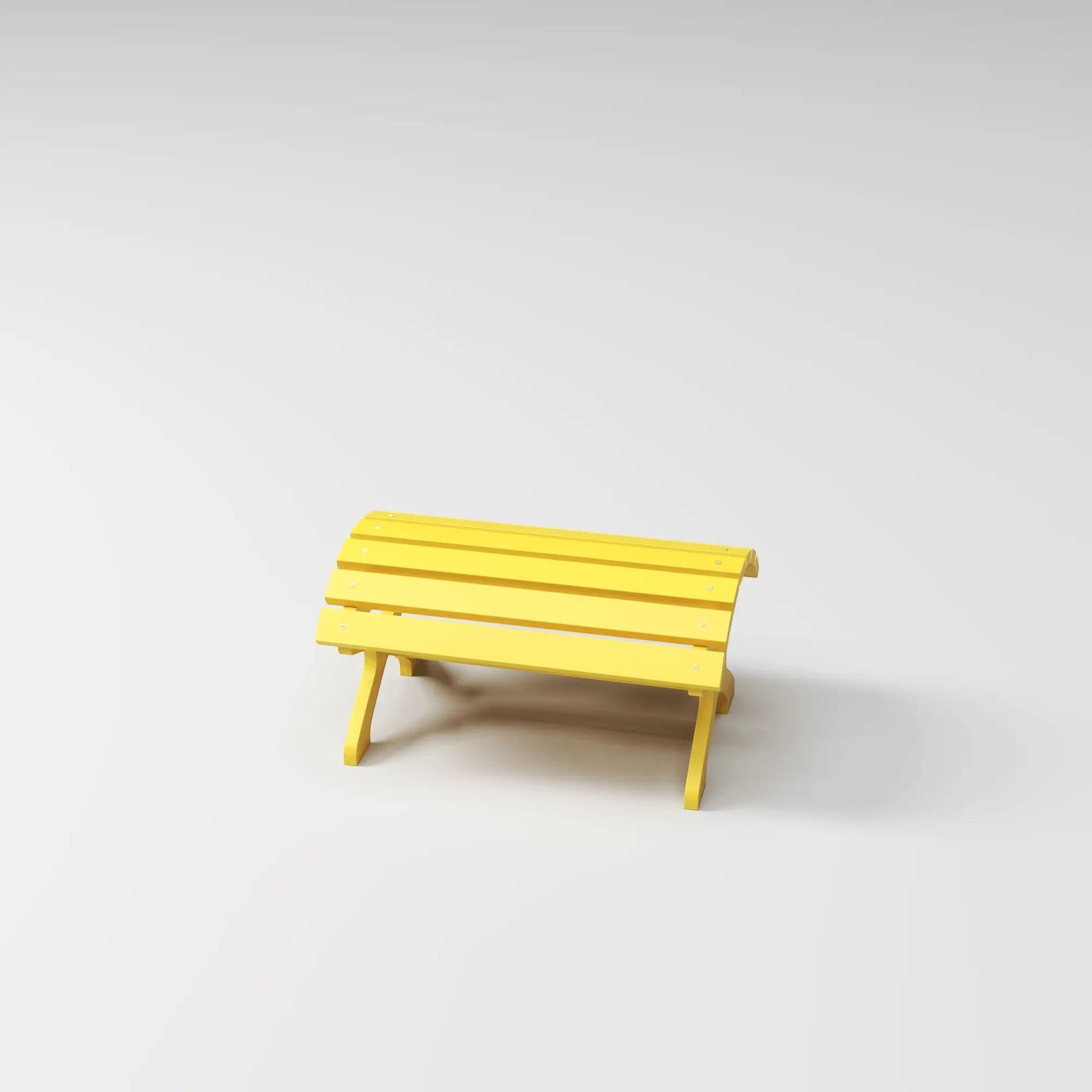 RVO Products yellow HDPE plastic classic footstool with slatted design, perfect for outdoor seating.
